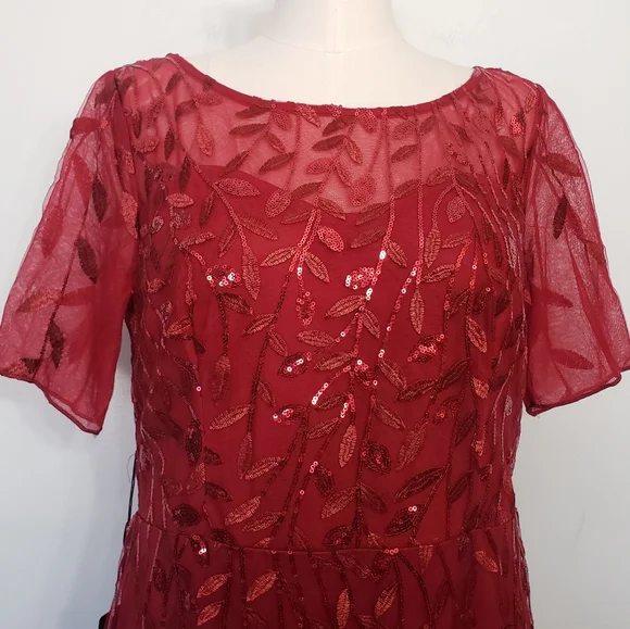 Ever Pretty Red Sequin Short Sleeve Gown for Weddings - Picture 4 of 13